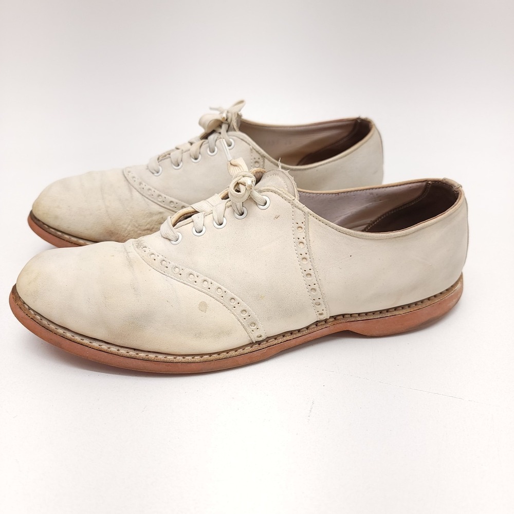 Women's Spalding Saddle Shoes White Leather Oxford Size 9‎ Tennis 50s